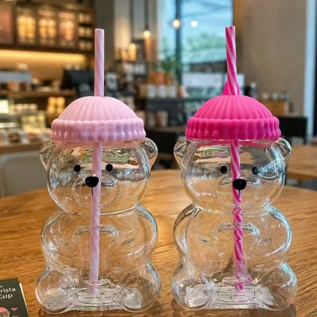 Coffee Tea Shop - Gelas Sedotan Bentuk Beruang Bk Warna