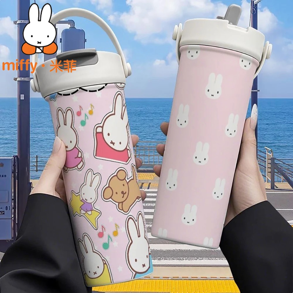 Coffee Tea Flask - Miffy Rabbit Termos Genggam Cangkir Sedotan