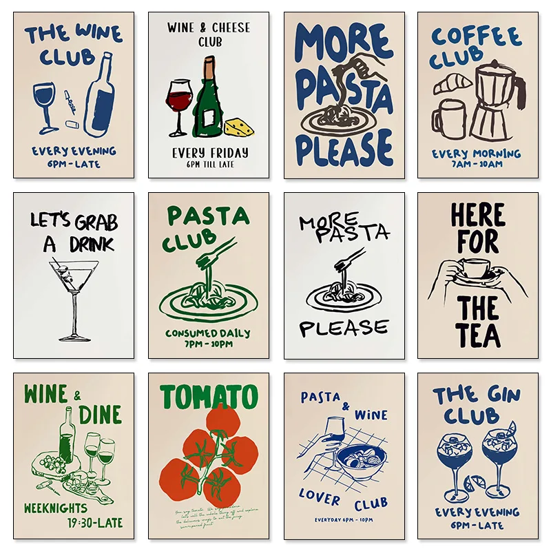 Coffee Tea Poster - Seni Dapur Modern Anggur Kopi Teh