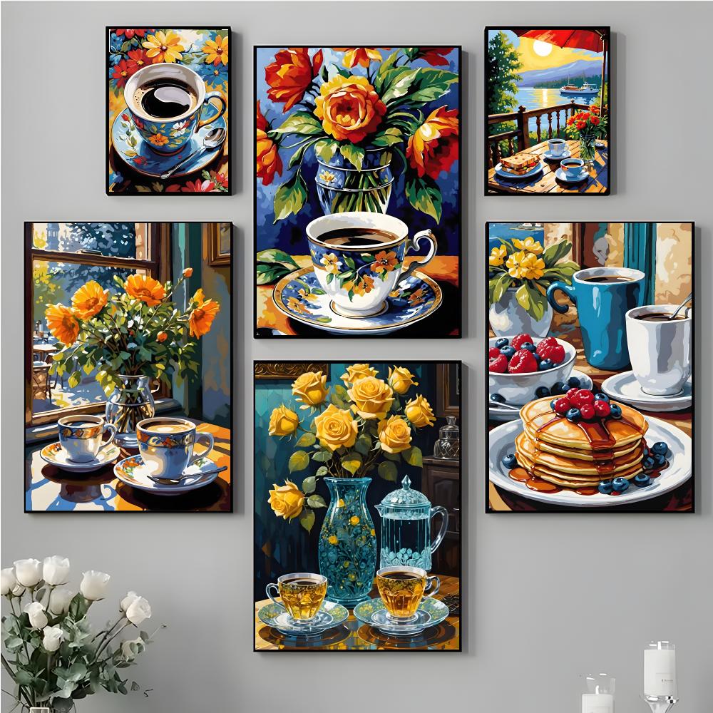Coffee Tea Poster - Poster Cangkir Kopi Teh Sore Hari,