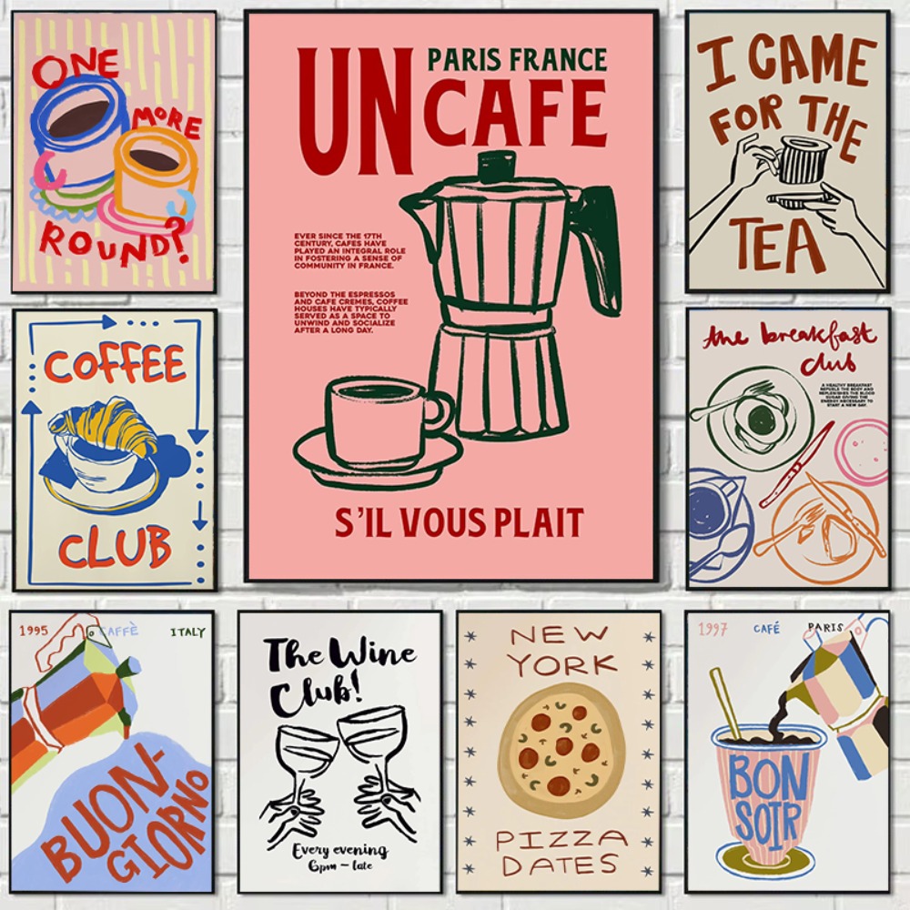 Coffee Tea Poster - Kedai Kopi Teh Sore Croissant Cangkir