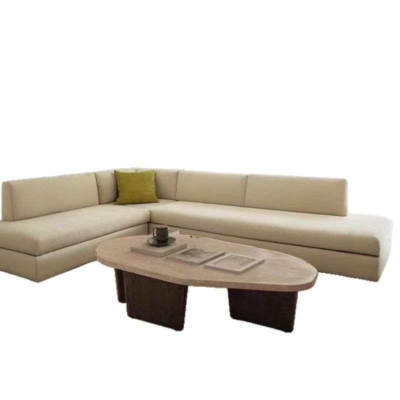 Coffee Tea Difference - Meja kopi travertine kayu solid minimalis,