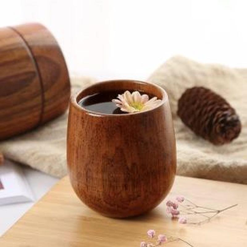 Mug Tea Coffee - Cangkir perut besar Nordic, cangkir kayu