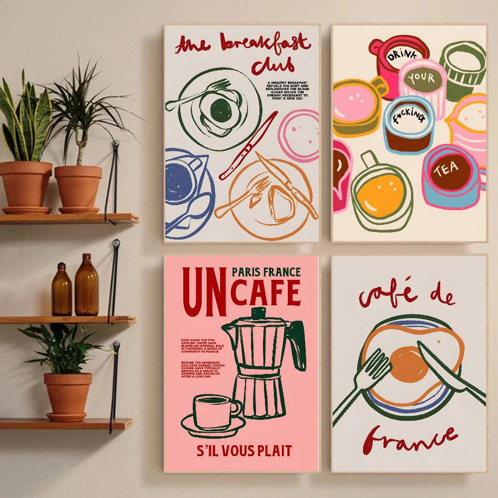 Coffee Tea Poster - Kedai Kopi Teh Sore Hari Croissant