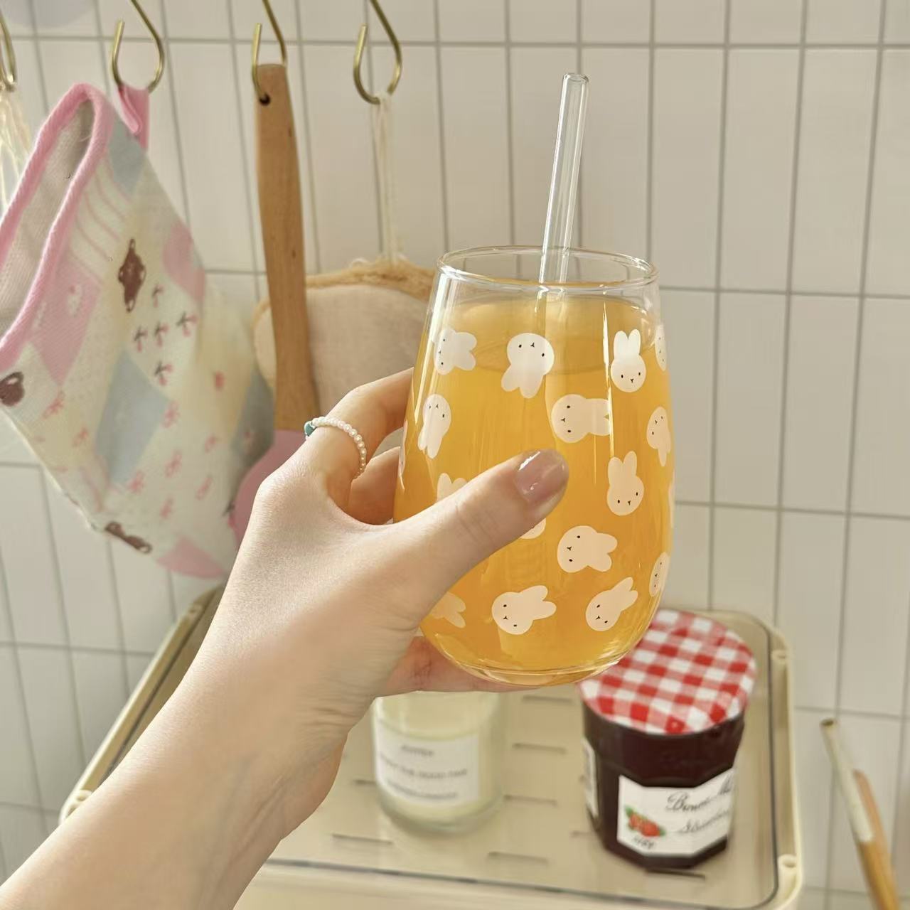 Gelas Kaca Bermotif Kelinci Mi - Mug Tea Coffee ulasan dan harga