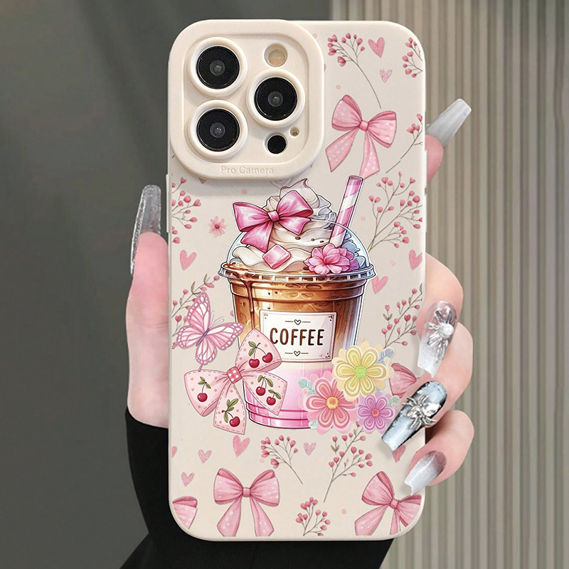 Casing HP Motif Kopi Pink Bow  - Coffee Plus Tea ulasan dan harga