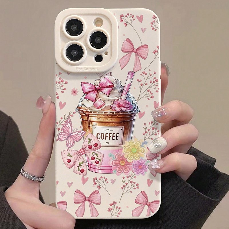 Casing HP Motif Kopi Pink Bow  - Coffee Plus Tea ulasan dan harga