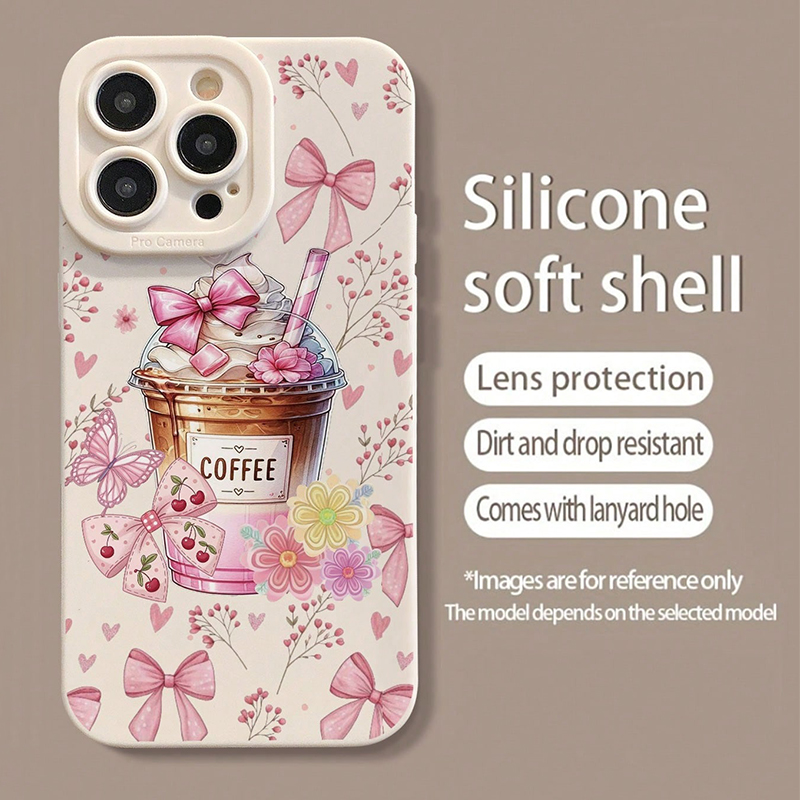 Casing HP Motif Kopi Pink Bow  - Coffee Plus Tea ulasan dan harga