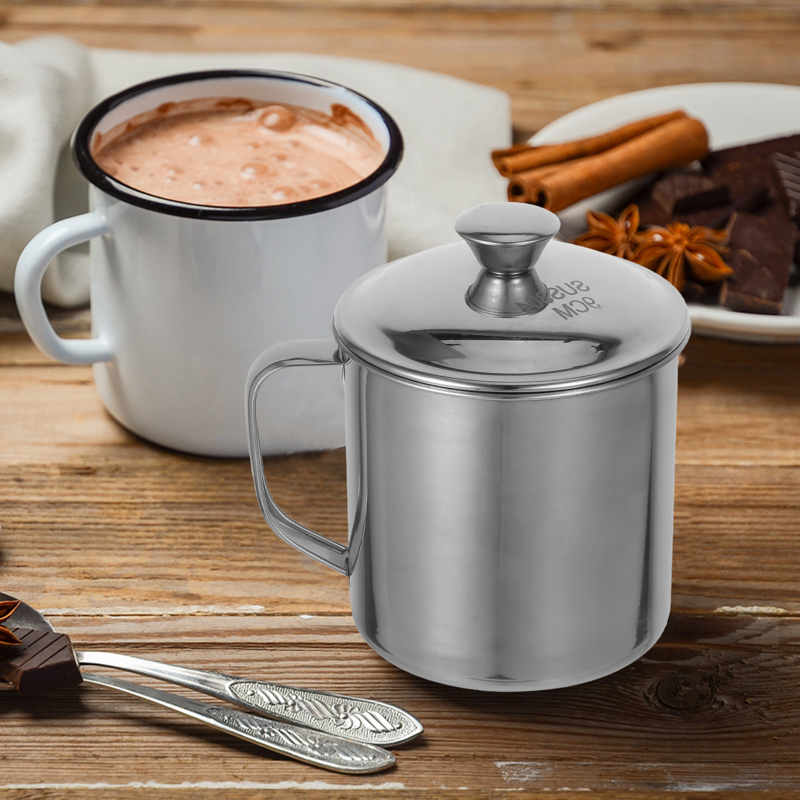 Cangkir Stainless Steel Berlap - Mug Tea Coffee ulasan dan harga