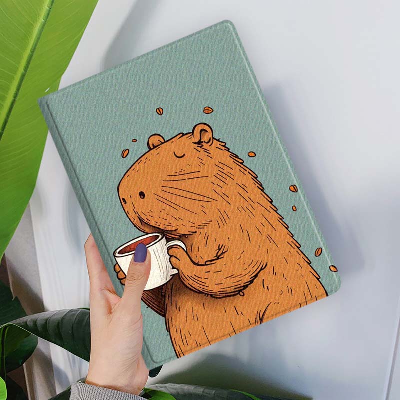 Casing Tablet Kartun Capybara  - Coffee Plus Tea ulasan dan harga