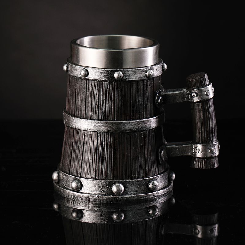 Gelas Bir Motif Kayu Resin Sta - Mug Tea Coffee ulasan dan harga