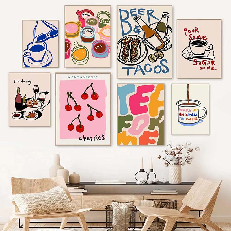 Lukisan kanvas Poster Retro ca - Coffee Tea Poster ulasan dan harga